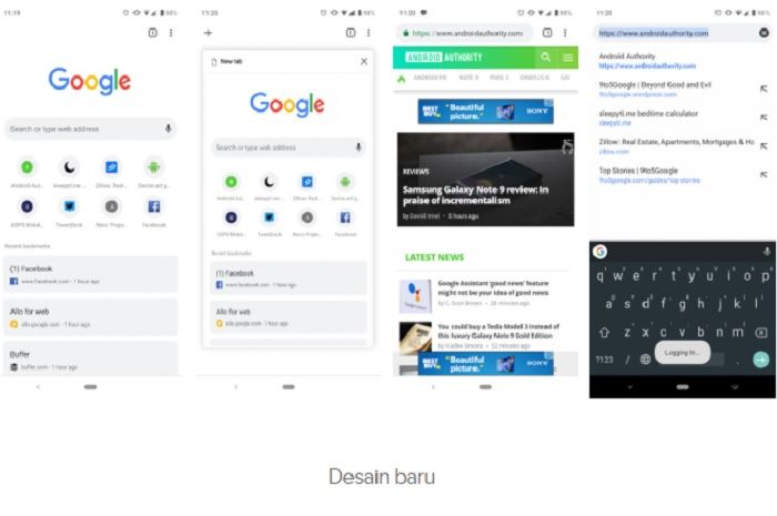 Google Chrome tampilan baru di Android