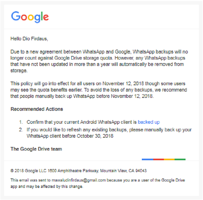 Email dari Google Drive