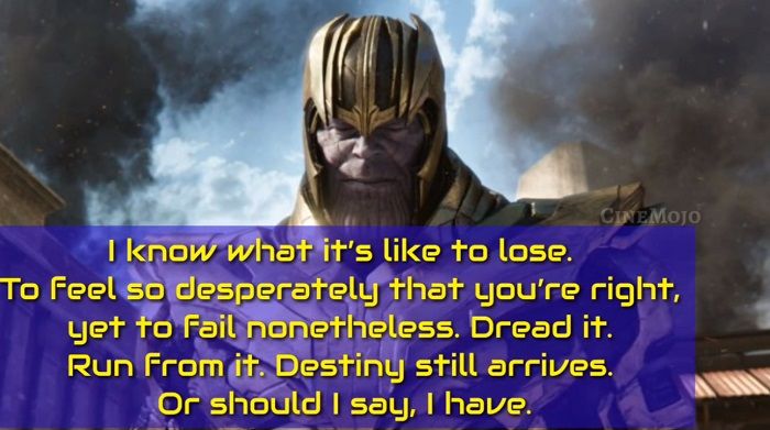 Quote Thanos di film Avengers: Infinity War