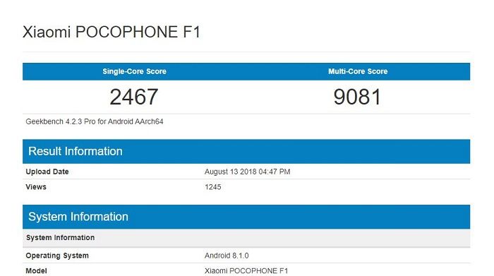 Geekbench Poco F1