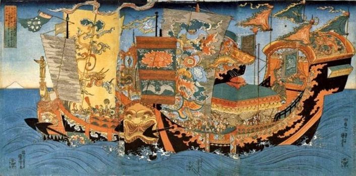 Ilustrasi Kaisar berlayar mencari Xu Fu