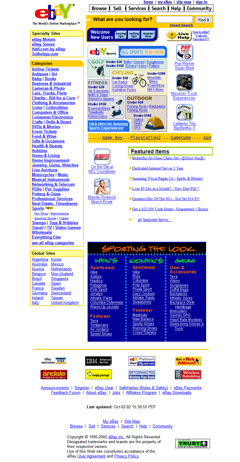 Tampilan website eBay di tahun 2002