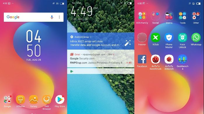 Tampilan Homescreen dan Lockscreen Infinix S3X