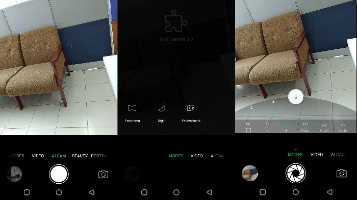 Tampilan Menu kamera Auto dan manual Infinix S3X 