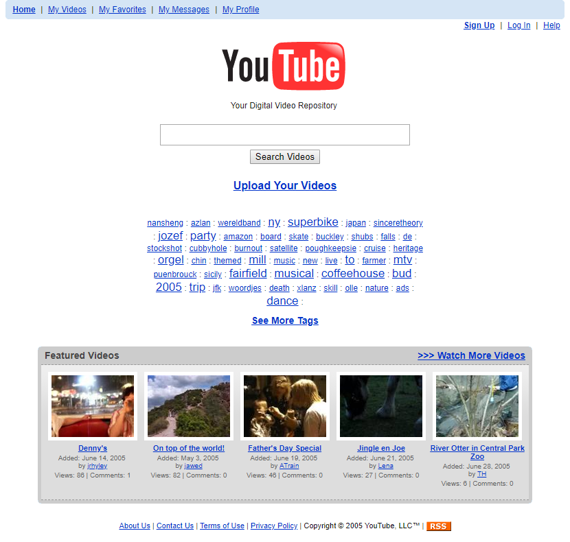 Tampilan website Youtube di tahun 2005