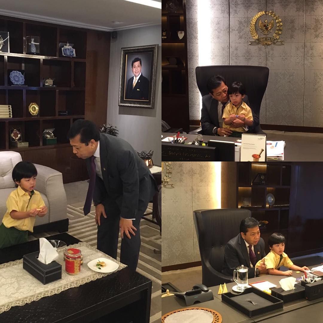 Setya Novanto dikunjungi cucunya di ruang kerja Ketua DPR
