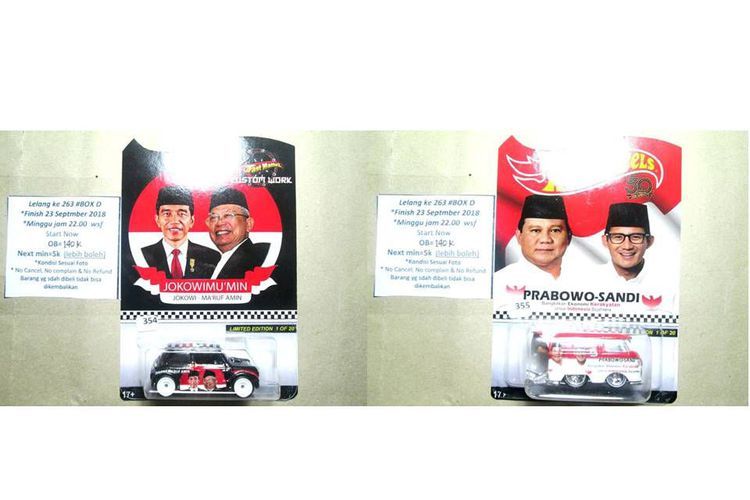 Hot Wheels bertemakan capres dan cawapres Indonesia