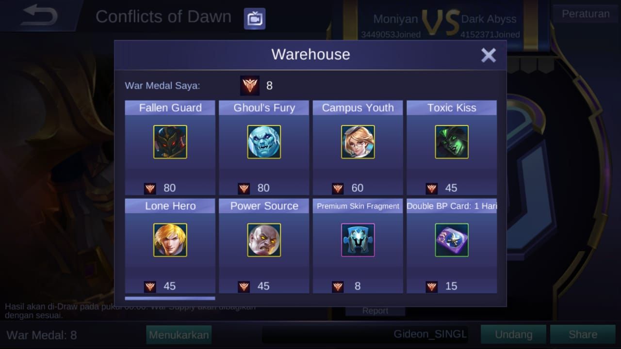 Hadiah Event Conflict of Dawn Mobile Legends