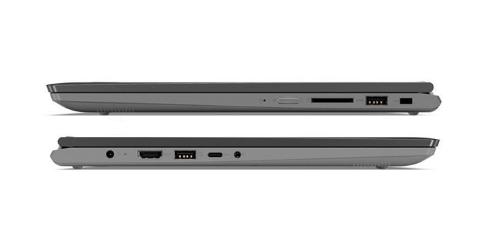 Laptop ini dilengkapi dengan 2x USB 3.0, 1x USB Type-C, Card Reader, HDMI 1.4b, dan audio jack.