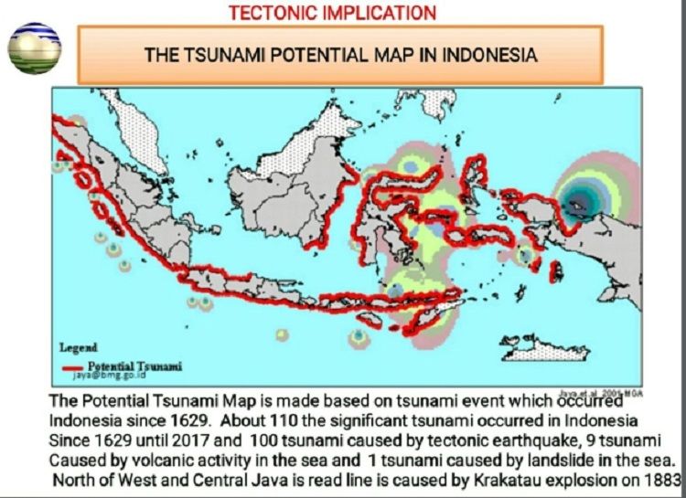 Peta wilayah rawan tsunami Indonesia (BMKG).