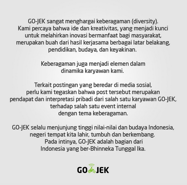 Pernyataan Gojek