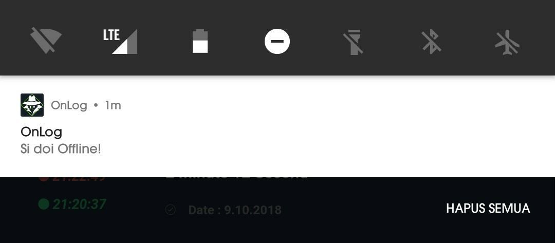 Aplikasi OnLog, notifikasi online