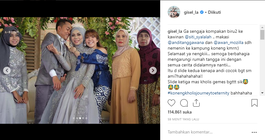 Kedekatan Gisel saat hadiri pernikahan Koneng, pengasuh Gempi