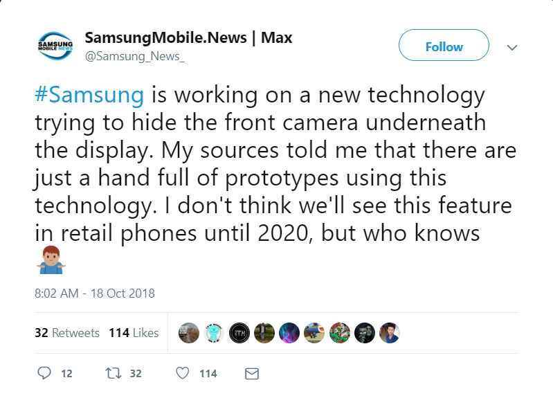 Samsung tanam kamera selfie di bawah layar