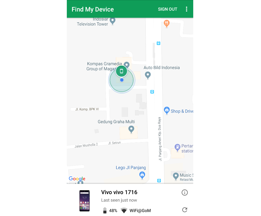 Aplikasi untuk menemukan handphone yang hilang