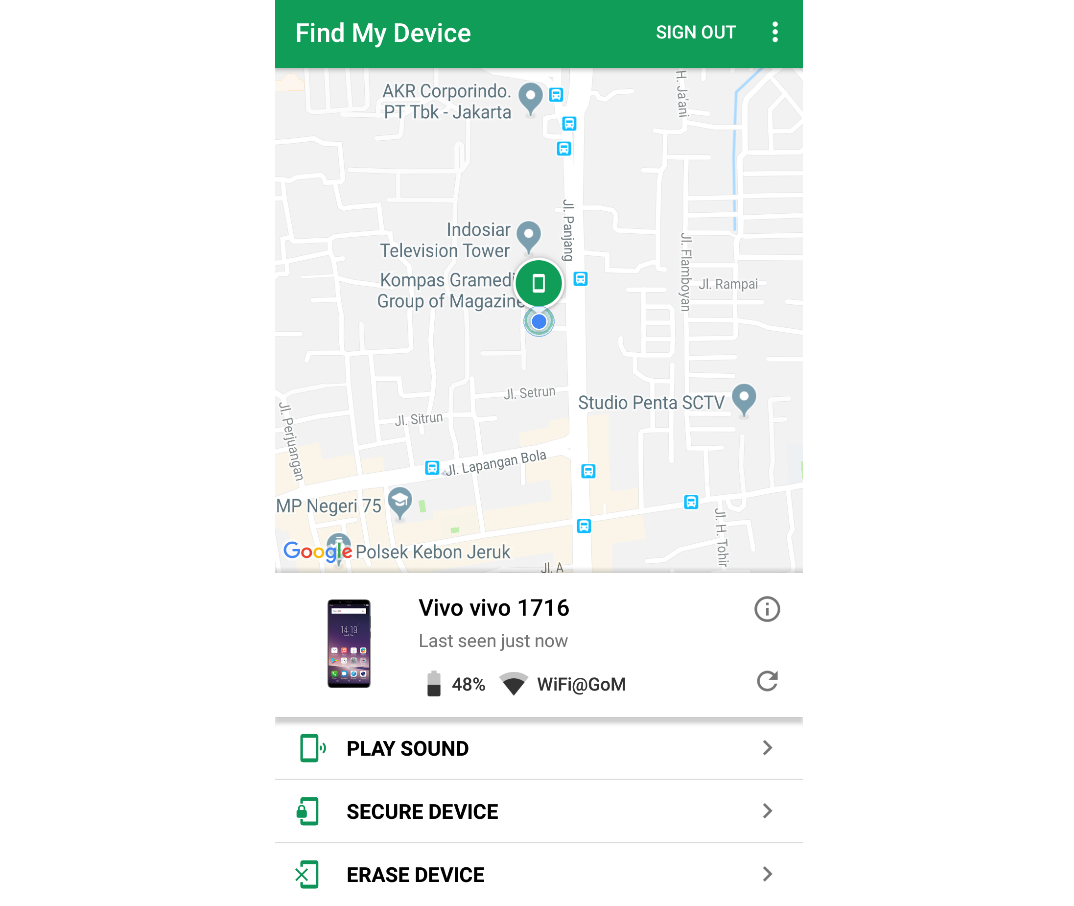 Aplikasi untuk menemukan handphone yang hilang