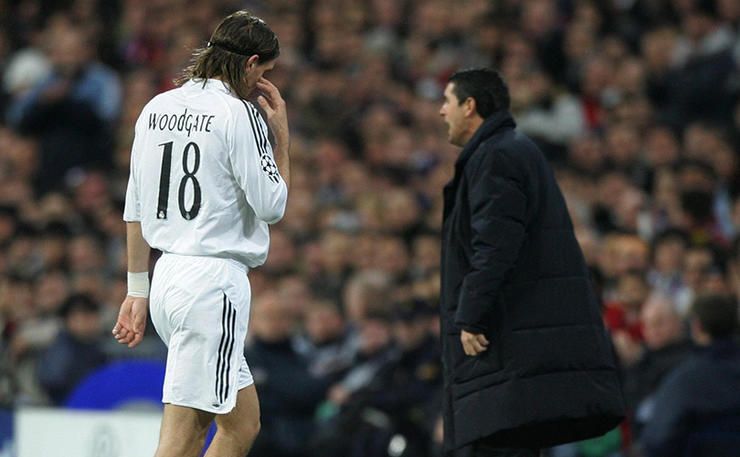Real Madrid's Jonathan Woodgate walks off with injury during the UEFA Champions League match against