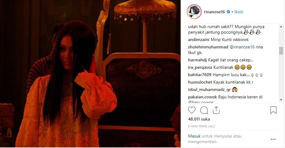 Rina Nose disebut mirip kuntilanak lantaran dandannya