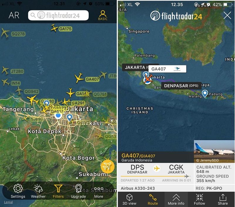 Cari penerbangan yang kamu ingin lihat dengan aplikasi Flightradar 24