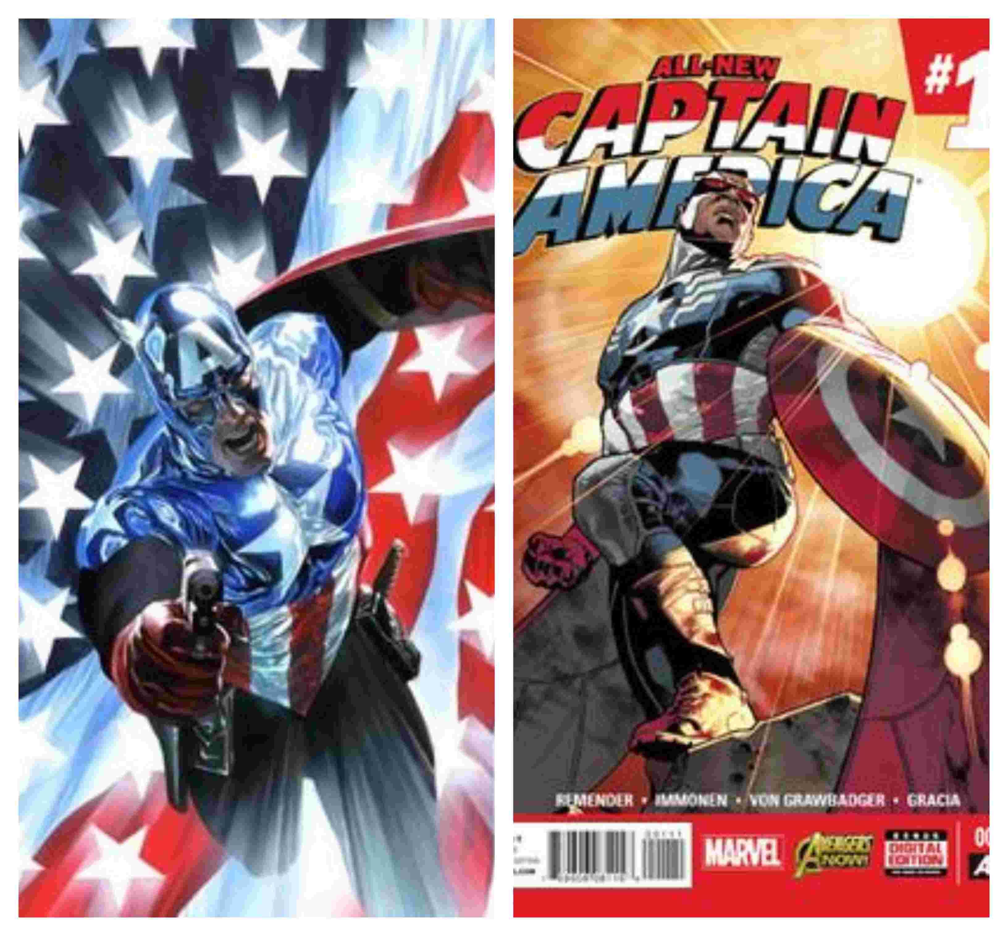 Bucky Barnes dan Sam Wilson saat menjadi Captain America
