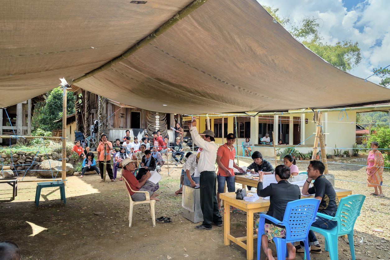 Tana Toraja, Indonesia- December 9, 2015: Legislative elections held in Lempo village. unidentified 