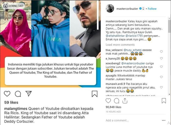 Deddy Corbuzier dinobatkan menjadi the father of Youtube