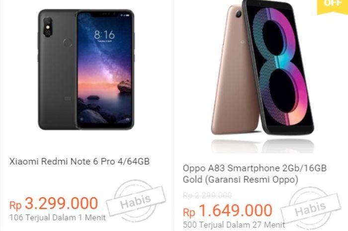 2 hape yang habis terjual di flash sale Shopee