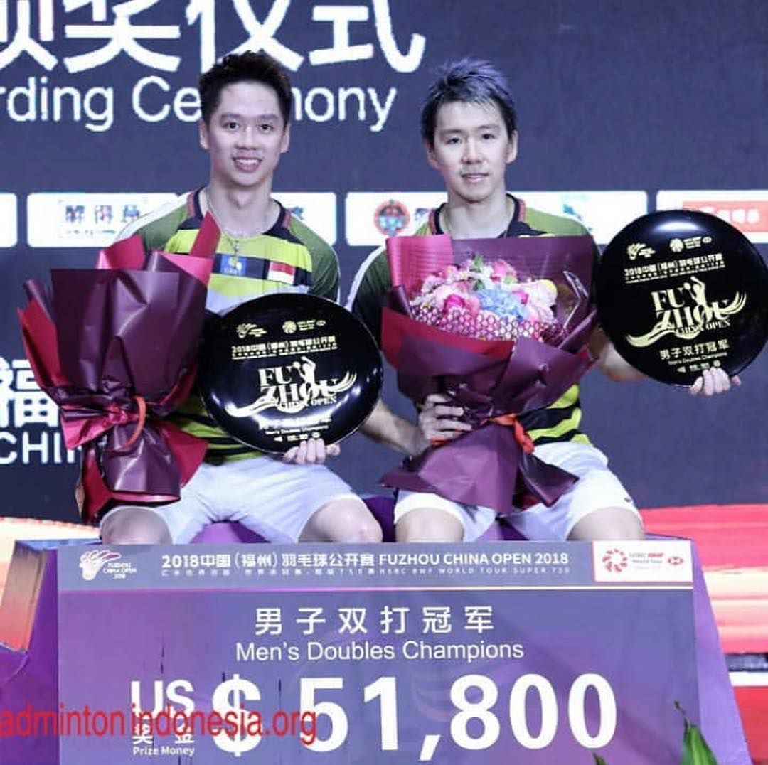 Kevin/Marcus memenangi Fuzhou China Open 2018.