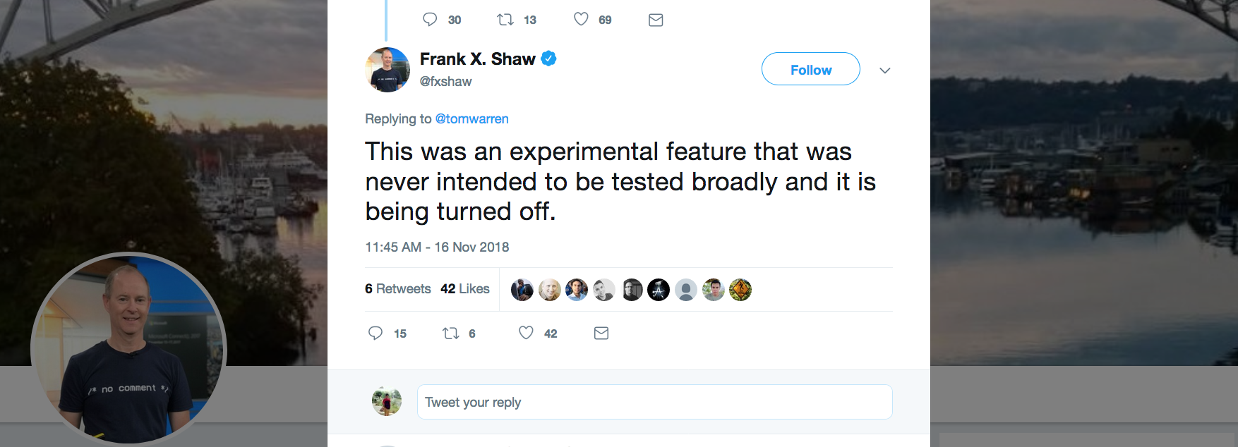 Pernyataan Frank X Shaw Kepala Komunikasi Microsoft