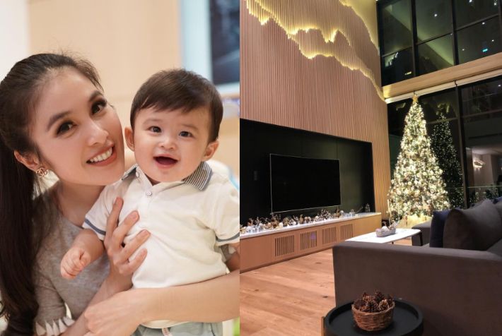 Dekorasi rumah Sandra Dewi dalam menyambut Hari Raya Natal 2018 yang penuh nuansa emas