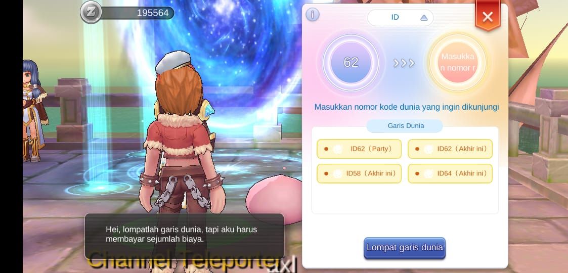 Masukan angka server yang akan didatangi di Ragnarok M Eternal Love