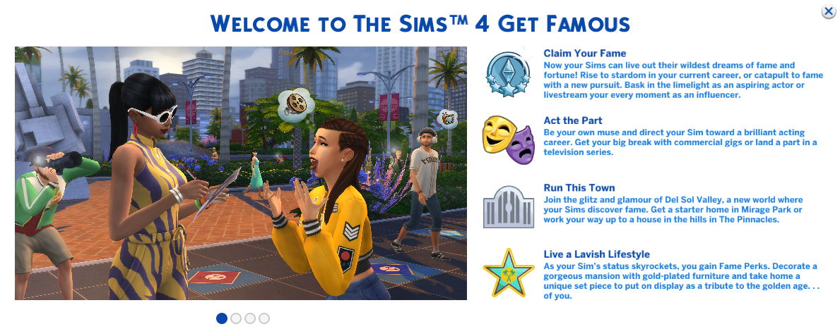 Tampilan Awal The Sims 4: Get Famous