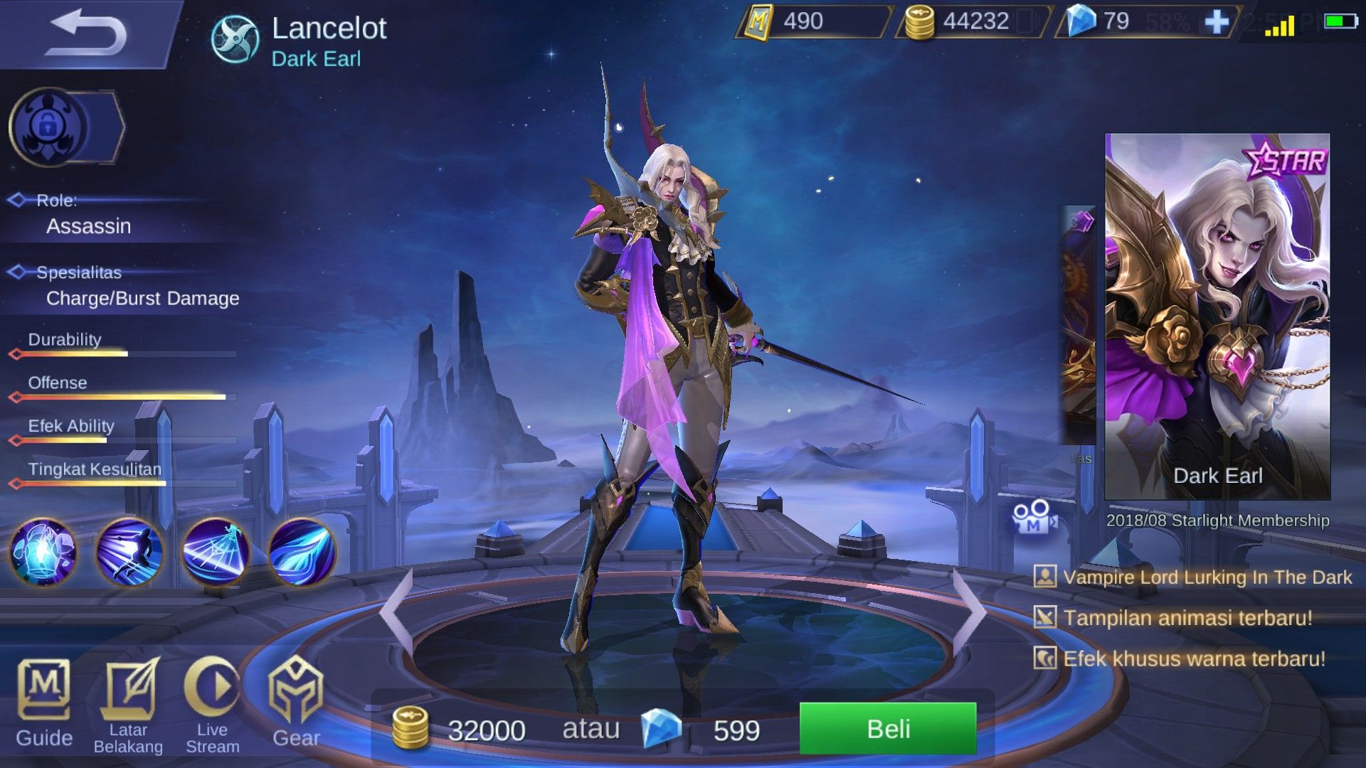 Starlight Member Mobile Legends bulan Agustus 2018