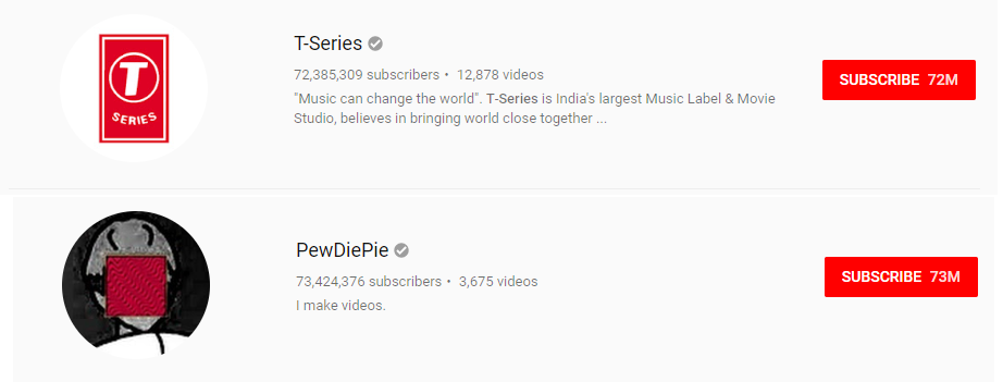 YouTube T-Series dan PewDiePie