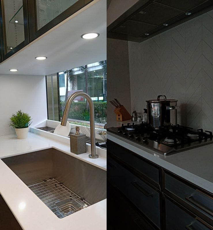 Dapur yang terintegrasi dengan taman dan pengaturan layout yang tepat memberi kenyamanan.