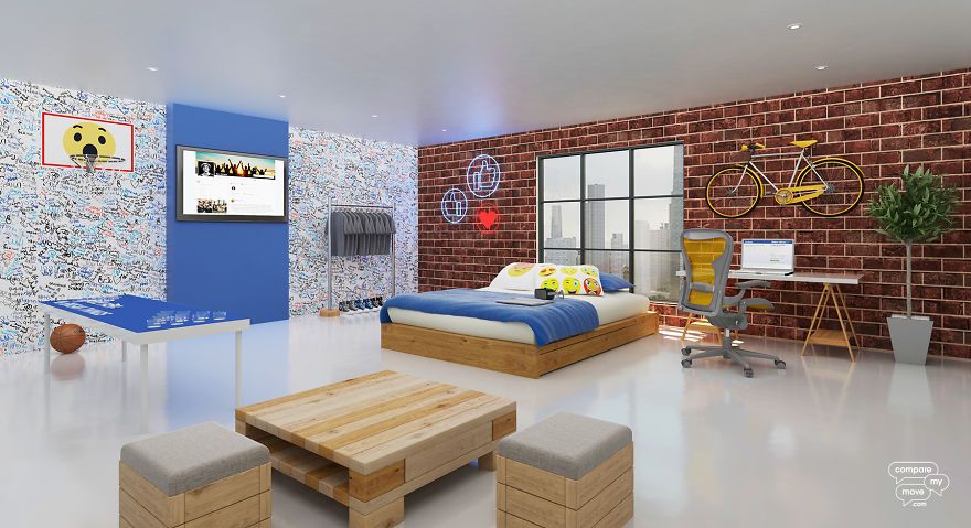 Kamar tidur dengan desain brand teknologi
