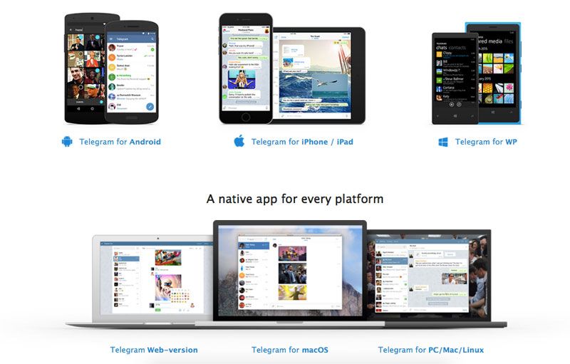 Platform yang mendukung Telegram Messenger
