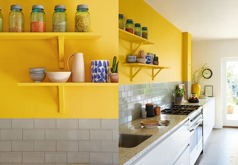 Kuning menjadi latar belakang yang manis untuk aneka aksesori dengan aneka bentuk dan warna menarik.
