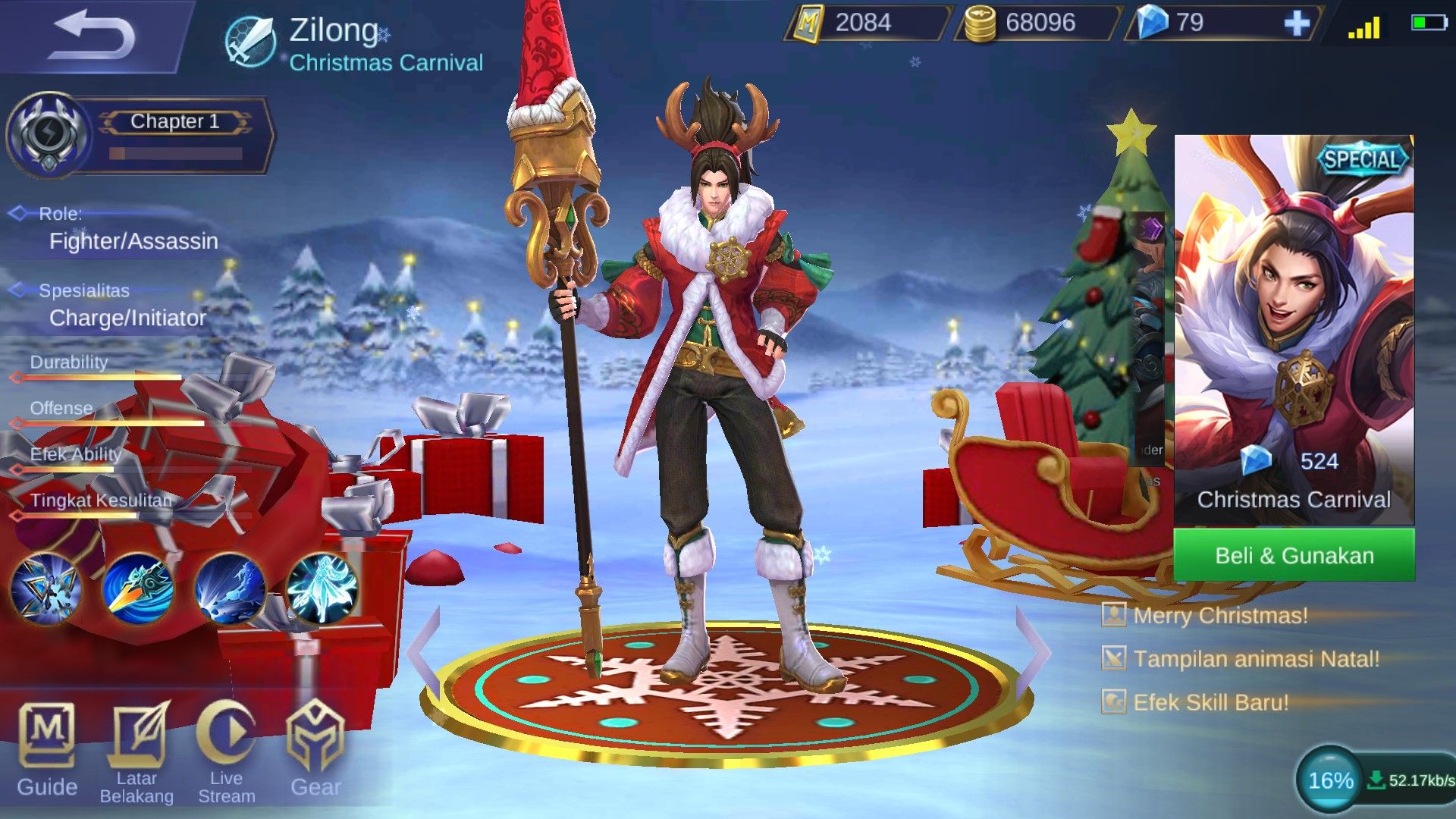 Zilong Mobile Legends skin Christmas Carnival