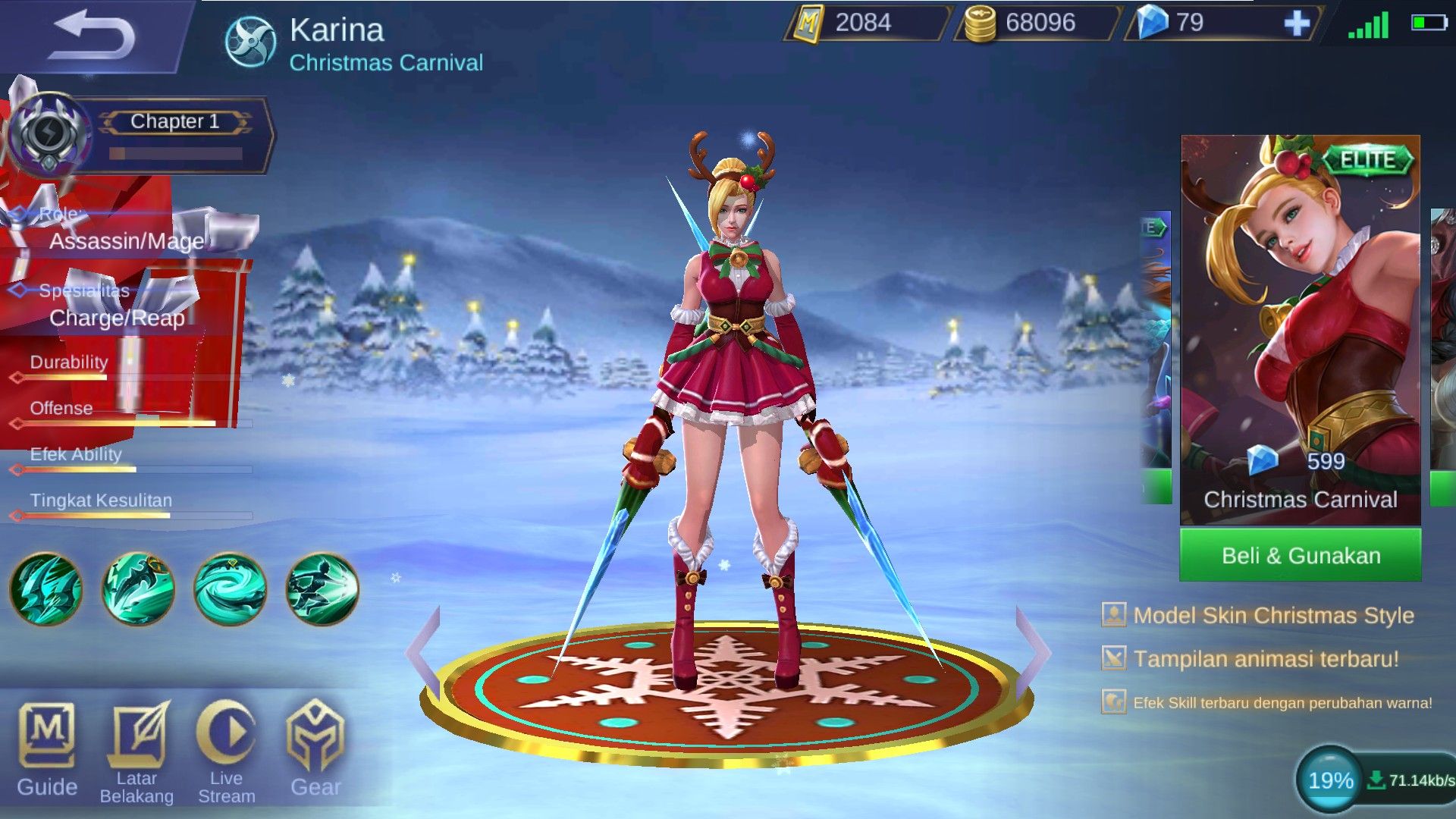 Karina Mobile Legends skin Christmas Carnival