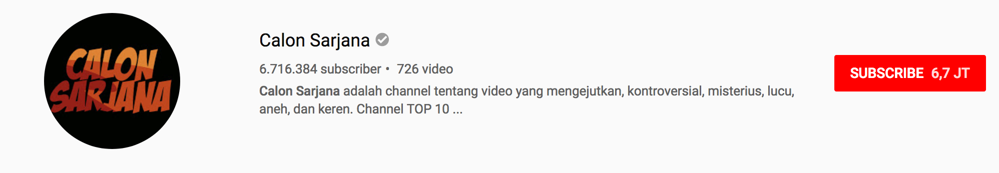 Channel youtube Calon Sarjana