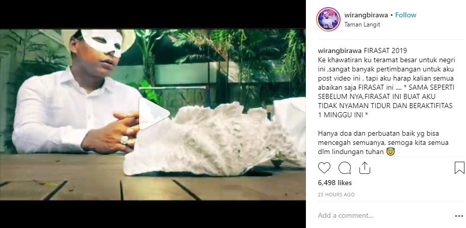 Video Wirang yang diunggah di akun Instagramnya