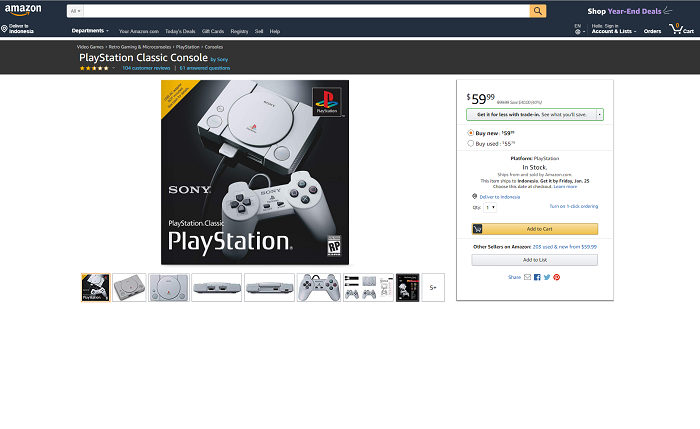 Harga PlayStation Classic di Amazon