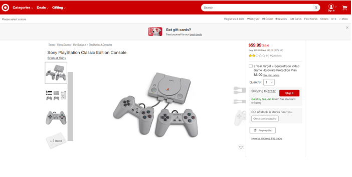 Harga PlayStation Classic di Target