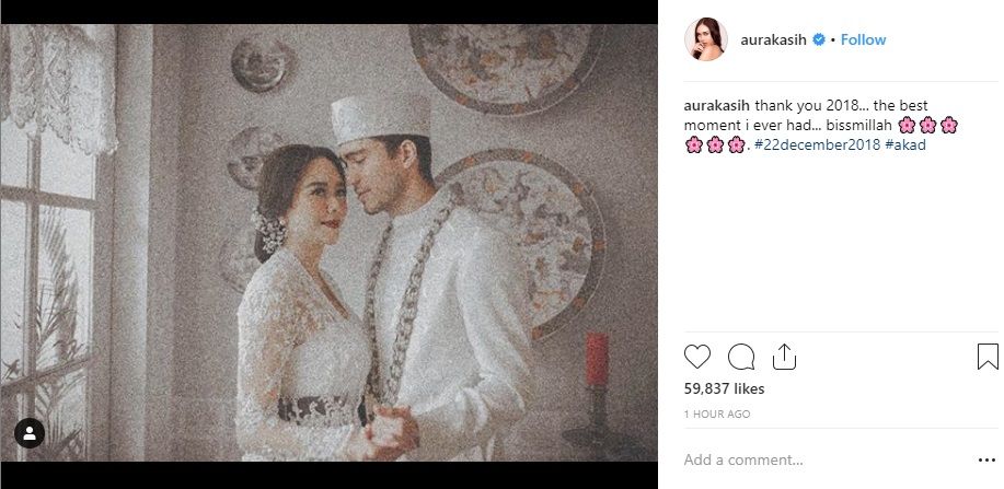 Aura Kasih akhirnya pamerkan foto pernikahannya