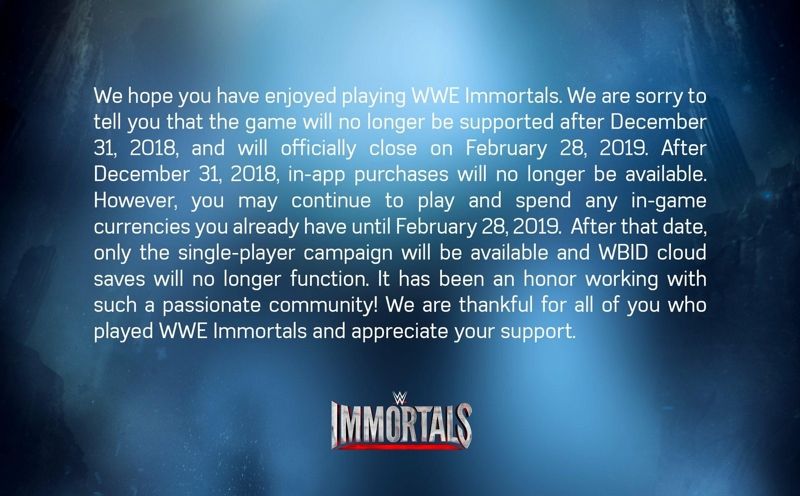 WWE Immortals Shutdown