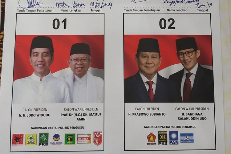 desain surat suara pemilu capres-cawapres 2019