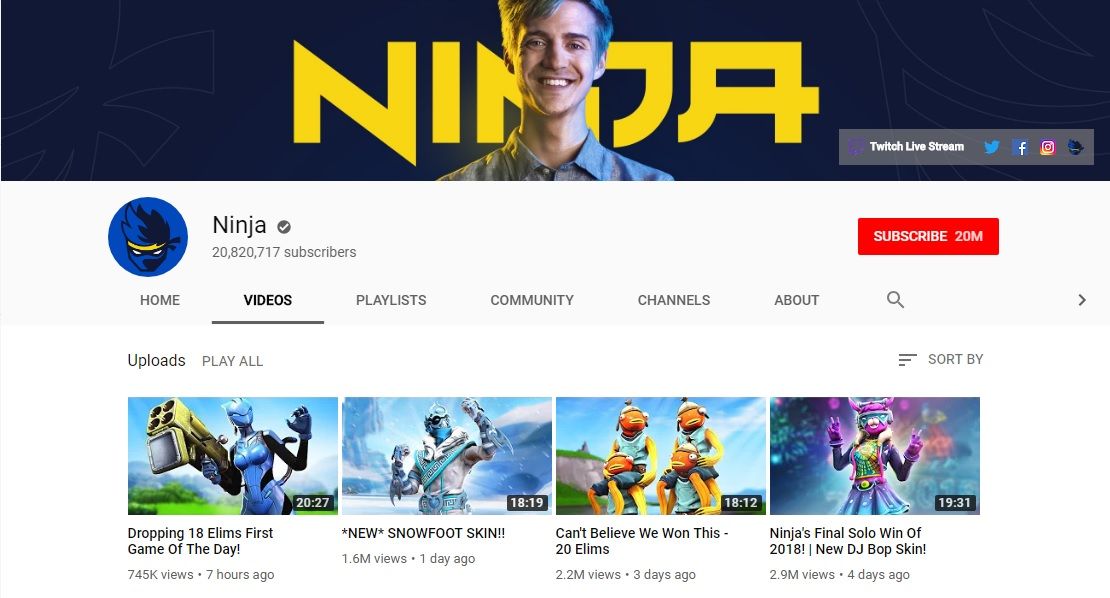 YouTube Tyler 'Ninja' Blevins