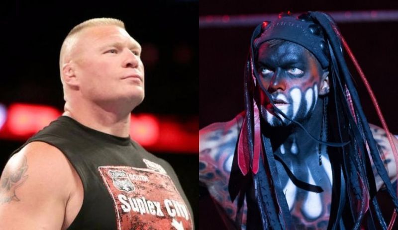 Brock Lesnar (kiri) dan Finn Balor (kanan)