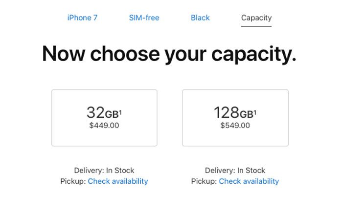 Harga iPhone 7 di website Apple.com, Januari 2019